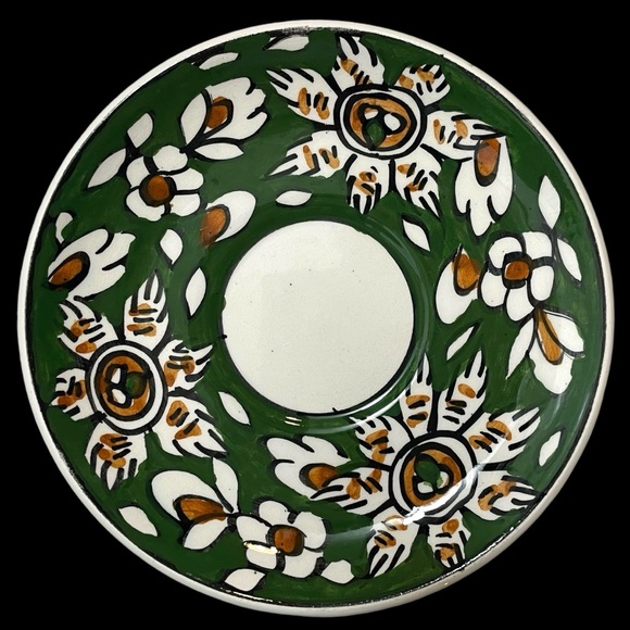 Vintage 1970s Tringatzis Pottery Rhodes Lindos Greece Handpainted Cup Saucer - Picture 2 of 10